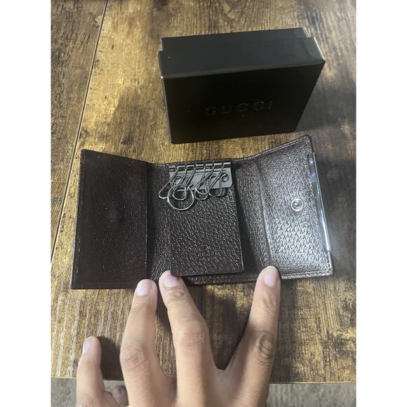 Canvas GG Monogram Gucci 6 RING KEY CASE KEY HOLDER Authentic - Picture 2 of 3